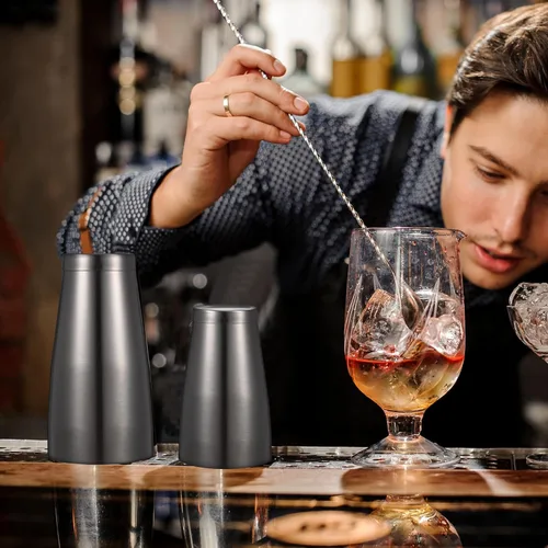 Vista 6 de Lallisa Juego de 10 cocteleras profesionales Boston de acero inoxidable, mezclador de bebidas, herramientas básicas, batidor de metal