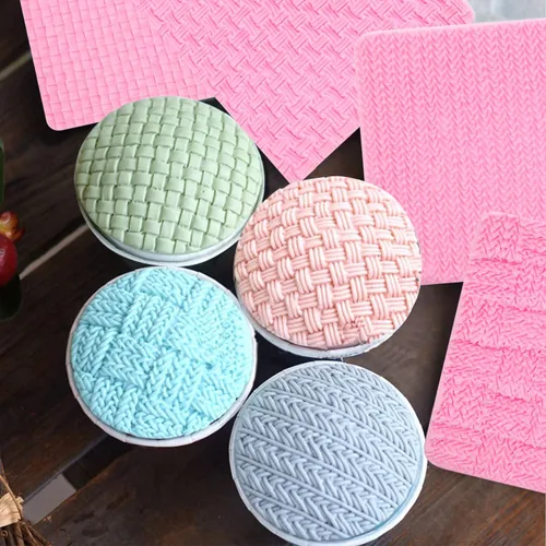 Vista 7 de Fondant - Moldes de silicona para chocolate, para tejer con botón (5 unidades), diseño de suéter con textura de impresión de punto para baby shower