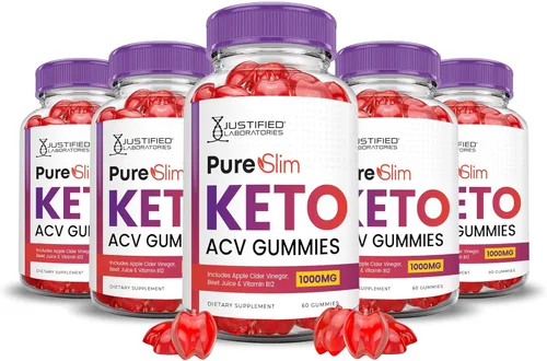 Vista 10 de Paquete de 2 gomitas Pure Slim Keto ACV de fórmula avanzada de 1000 mg PureSlim Keto Gummies Vinagre de sidra de manzana formulado con jugo