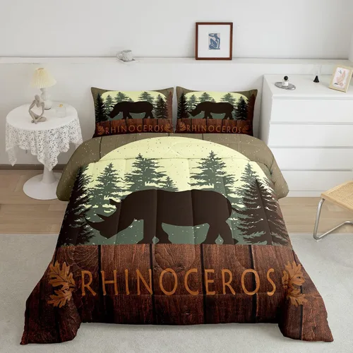 Vista 10 de Castle Fairy Cute Giraffe Bedding Set Twin Size 2 Pcs,Lodge Cabin Jungle Rustic Style Comforter Set for Kids Teens Adults,Wild Animal Pine Trees