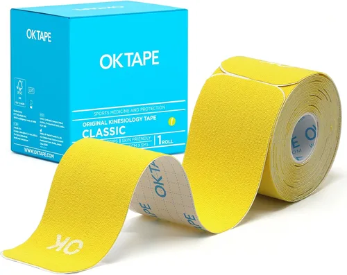 Vista 14 de OK TAPE Cinta de kinesiología de 10 pulgadas precortada, 20 tiras, cinta atlética elástica de algodón sin látex, 2 pulgadas x 16 pies, 2 rollos Beige