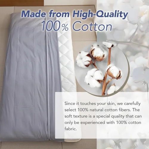 Vista 4 de MORIRIN - Funda con cremallera para colchón de futón japonés de piso, 100% algodón, fabricada en Japón, tamaño doble, azul marino