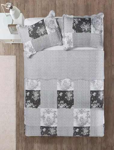 Vista 7 de Brilliant Sunshine Juego de edredón de 3 piezas con 2 fundas de almohada, colcha reversible, colcha suave y ligera, para todas las estaciones, Gris