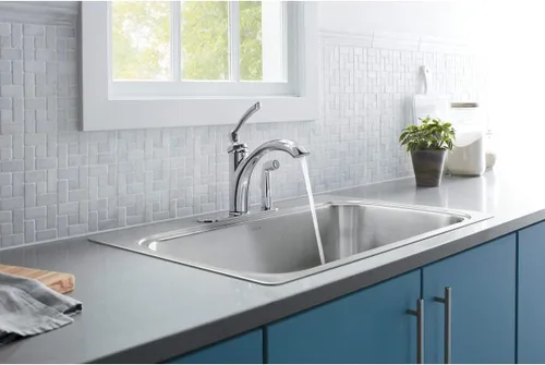 Vista 2 de Kohler K-R29671-CP Linwood - Grifo para fregadero de cocina, cromo pulido