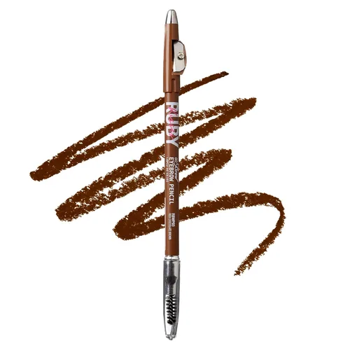 Vista 3 de Ruby Kisses GoBrow - Lápiz de cejas, afilable, de larga duración, lápiz de madera para cejas de aspecto natural, paquete de 3 (marrón chocolate)