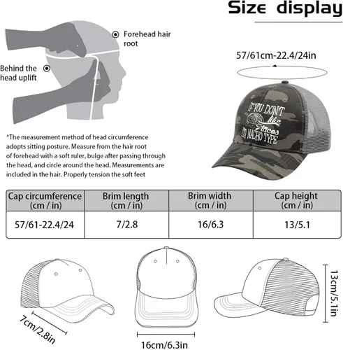 Vista 4 de devor Caps If You Don't Like Tacos I'm Nacho Type Baseball Caps, Graphic Baseball Caps for Women
