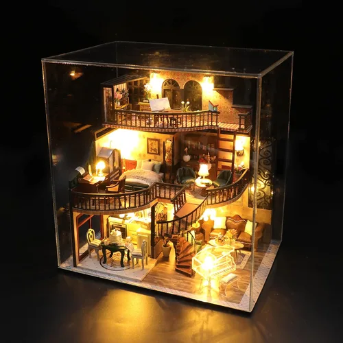 Vista 9 de Flever - Kit de casa en miniatura DIY, kit de casa pequeña con luz LED, mini kits de construcción de casa para manualidades para adultos