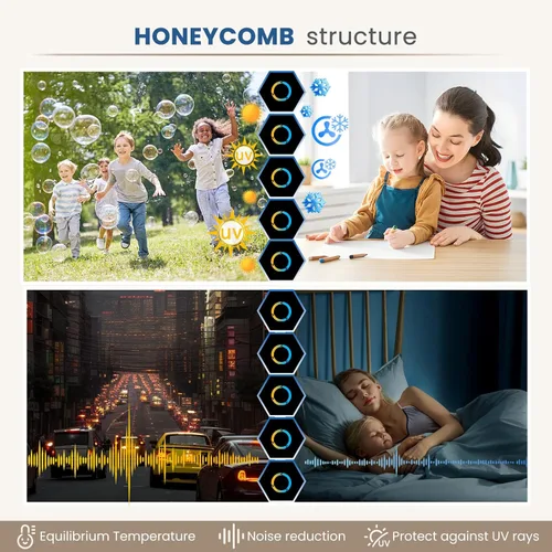 Vista 4 de Persianas celulares opacas de una sola célula, sin cordón, para oscurecer la habitación, para ventanas y dormitorio, térmica y fácil de tirar hacia