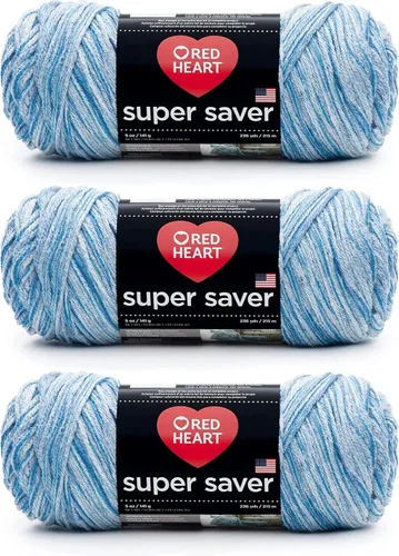 Vista 47 de Red Heart Hilo Super Saver, paquete de 3, tonos verdes, 3