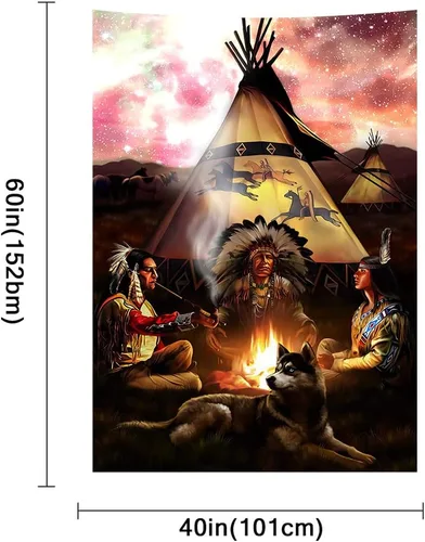 SHRAPHY Tapiz indio nativo americano de 40 x 60 pulgadas, tapiz psicodélico estrellado, arte tribal del suroeste, tapices colgantes de pared para