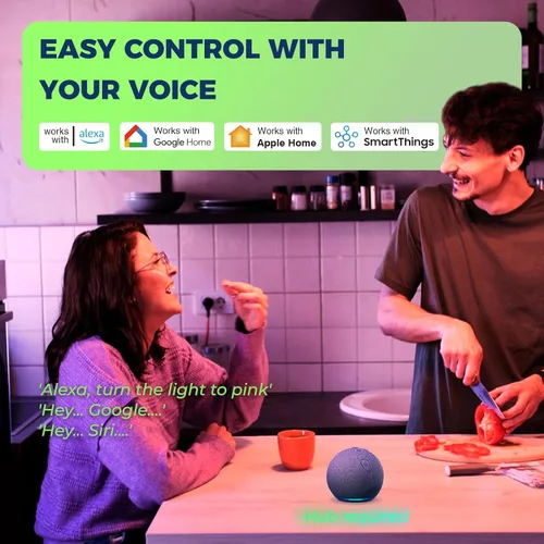 Vista 4 de Lightinginside - Focos inteligentes Matter compatibles con Alexa/Siri/Apple Home/Google Home/SmartThings, focos LED WiFi A19 E26 RGBCW que cambian