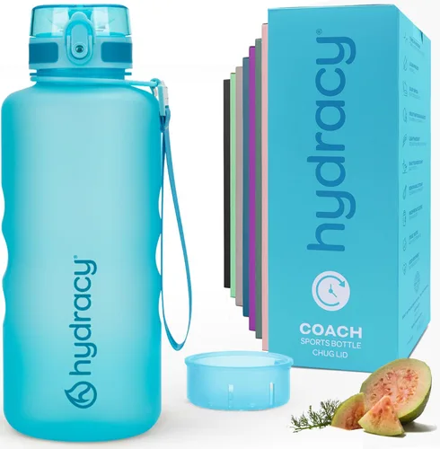 Vista 38 de Hydracy Botella de agua con horas para beber marcadas, grande, sin bisfenol A, a prueba de fugas, funda anticondensación, para gimnasio, con colador