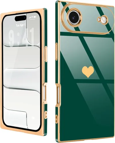Vista 42 de Funda compatible con iPhone 11, rectangular, bonita carcasa dorada chapada en oro, de lujo, con corazón de amor, para mujeres y niñas, a prueba