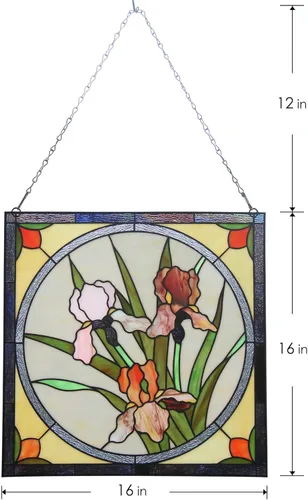 Vista 3 de Atrapasoles de iris holandés para ventana, hojas de vidrieras de flores, panel colgante de película para ventana, atrapa luz de flores, decoración