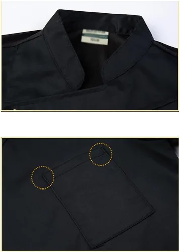 Vista 5 de Uniforme de chef para mujeres y hombres, chaqueta de chef de manga corta, ligera, cómoda para cocinar