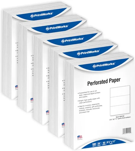 Vista 18 de PrintWorks Papel perforado horizontal profesional de 3 5/8 pulgadas, 8.5" x 11" - Perfecto para W-2, 1099 y uso de declaraciones - Hecho
