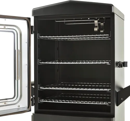 Vista 11 de Parrilla vertical grande para ahumar propano con 4 estantes para barbacoa de gas al aire libre con control de temperatura, diseño resistente