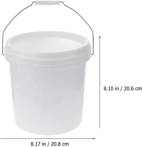 Vista 2 de Veemoon Cubo de plástico de 5 L con tapa y asa, cubo pequeño sellado blanco de grado alimenticio, resistente de grado alimenticio, contenedor
