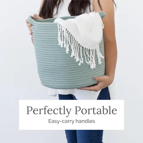 Vista 8 de Natemia Cesta de almacenamiento extragrande (20 x 20 x 14 pulgadas), cestas tejidas para almacenamiento, cesta de almacenamiento de bebé