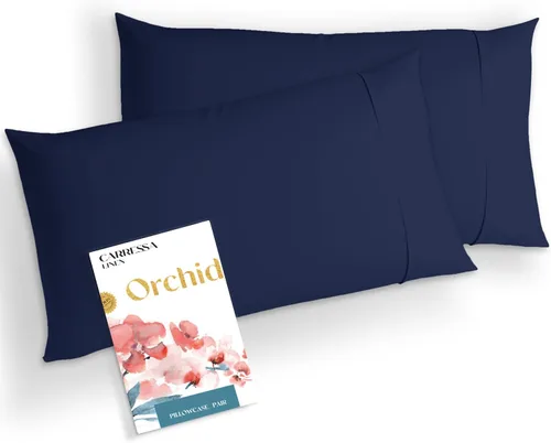 Vista 15 de Carressa Linen Juego de 2 fundas de almohada 100% algodón egipcio tamaño estándar/Queen de 1000 hilos, fundas de almohada suaves, transpirables