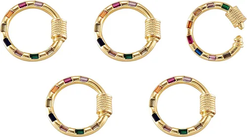 Vista 11 de Dijes de bloqueo de mosquetón de tornillo, Circonita cúbica Latón, circonita