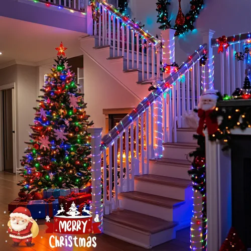 Vista 4 de Luces de cuerda LED de 33 pies para interiores, 100 luces de tubo LED con 18 colores, luces de cadena para exteriores, impermeables, luces de cuerda