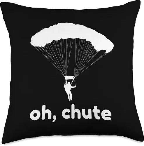 Vista 5 de Funny Skydiving Gifts Skydiver Parachuting Designs Oh Chute Diver - Divertida almohada de paracaídas para buceo, 16 x 16 pulgadas, multicolor