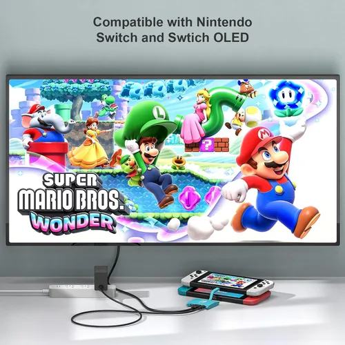 Vista 5 de Switch Dock Adapter for Nintendo SwitchOLED, Portable TV Dock Charging Station with HDMI USB 3.0 Port and 100W Fast Charging, USB C to HDMI Mini