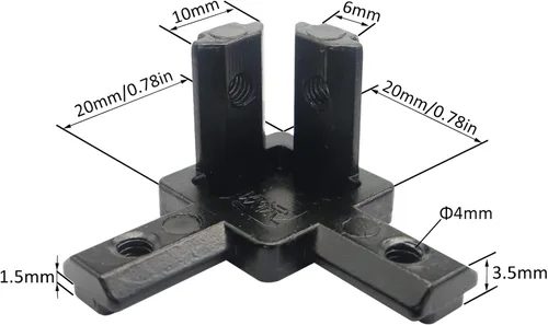 Vista 3 de 8 Piezas Extrusión de Aluminio 2020 Soporte de Esquina con Ranura T Serie 20 Hardware Extruido Conector Triple de 3 Vías con Tornillo de Fijación