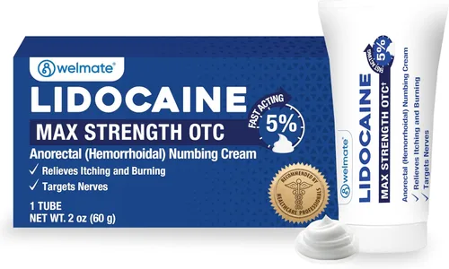 Vista 7 de WELMATE - Crema adormecedora de lidocaína al 5%, 6oz (170g) - Crema de lidocaína de máxima potencia - Alivio de hemorroides - Anestésico de uso