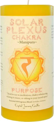 Vista 3 de Crystal Journey Velas de chakra pilar, paquete de 3 (sacro, plexo solar, raíz)