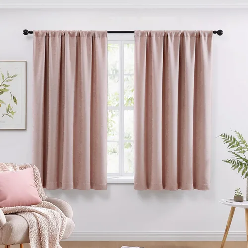 Vista 15 de WRENSONGE Cortinas opacas para dormitorio, cortinas opacas negras de 63 pulgadas de largo para sala de estar, ventanas, cocina, habitación, cortinas