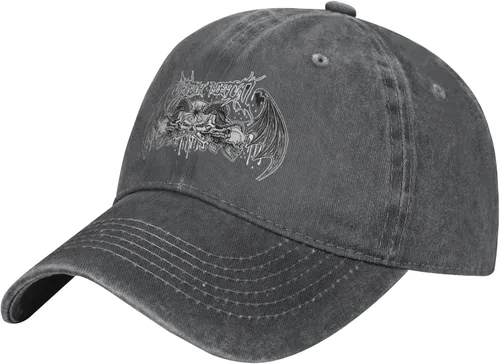 Cowboy Hat Trendy Hats for Man and Women Djustable Four Season Outdoor Baseball Cap of Hell Skull with Angel Deep Heather