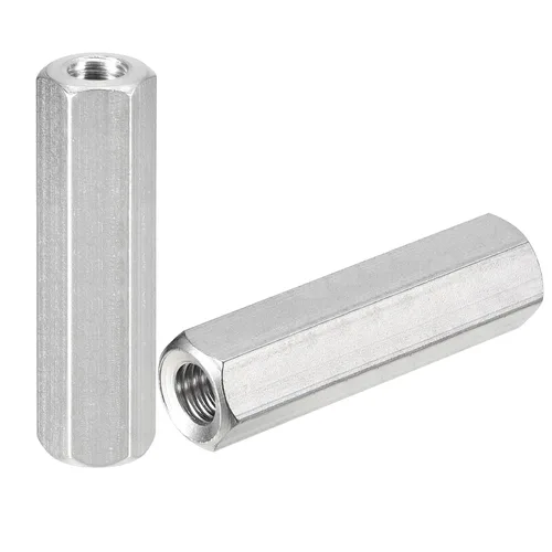 Vista 12 de uxcell Tuercas de acoplamiento M8 x 1.25 pulgadas de paso de 2.165 in, 2 tuercas de acoplamiento métricas de acero inoxidable 304