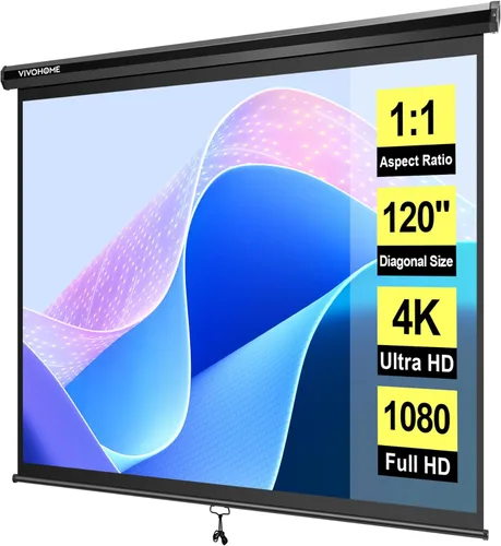 Vista 9 de VIVOHOME 100 pulgadas manual Pull Down pantalla del proyector, 16:9 HD retráctil pantalla panorámica para cine en casa, oficina, videojuego