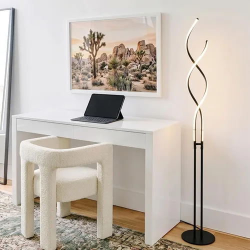 Vista 2 de Brightech Embrace - Lámpara de pie LED regulable - Moderna lámpara de pie ajustable en espiral para salas de estar y oficinas - Lámpara de mesa