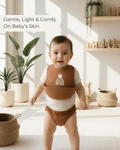 Vista 4 de Hippypotamus Baberos de silicona para bebés - Baberos impermeables suaves para bebés y niños pequeños