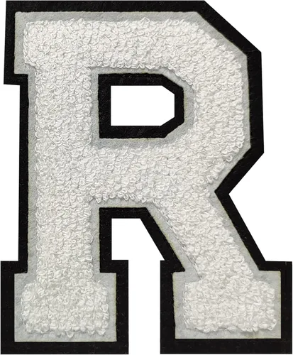 Vista 96 de 2 parches de letras de felpilla termo-adhesivas de 2.5", parches de letras universitarias de punto de felpilla para ropa (negro/blanco 2-1/2, S)