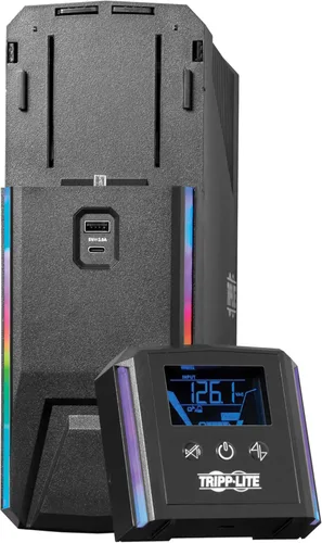 Vista 6 de Tripp Lite Respaldo de batería de UPS para juegos de onda sinusoidal pura, 600VA 360W 120V, LCD desmontable, regulación automática de voltaje, USB