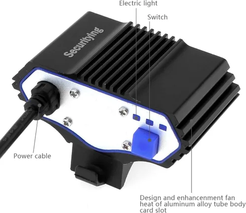 Vista 6 de SecurityIng Luz de bicicleta alimentada por USB, faro LED impermeable de 1800 lúmenes, 4 modos, lámpara delantera de ciclismo para bicicleta