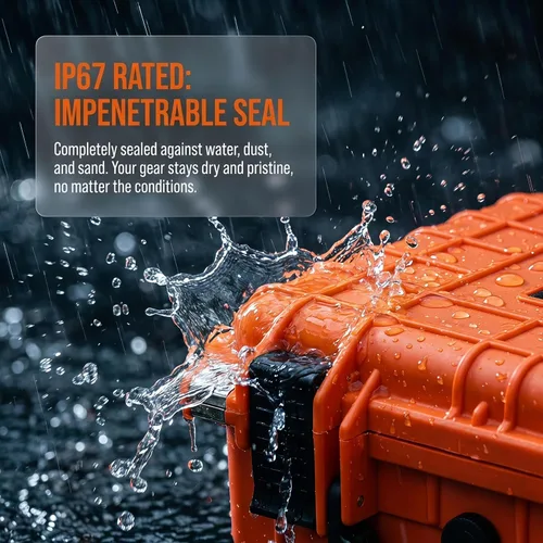 Vista 8 de MEIJIA Estuche Protector Impermeable IP67 Portátil para Todo Clima, Estuche Rígido para Cámara, Estuche Seco con Espuma Personalizable, Apto