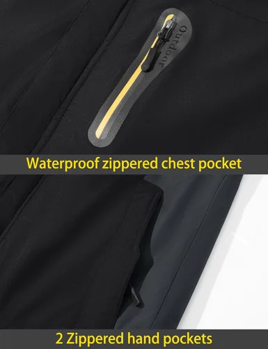 Vista 6 de TACVASEN Chaqueta de esquí de invierno para hombre, abrigo de nieve impermeable, forro polar, parka cálida con capucha