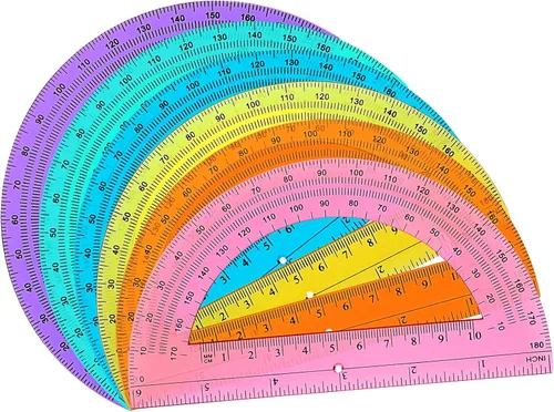 Vista 8 de Zonon 6 transportadores de plástico a granel de 180 grados y 6 pulgadas, transportadores translúcidos para geometría, medición de ángulo
