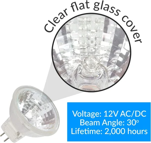 Vista 6 de Simba Lighting Bombillas halógenas MR11 de 10 vatios y 12 voltios (paquete de 2) de 2 pines 110 lm 30° de ángulo de haz para acento, luz de pista