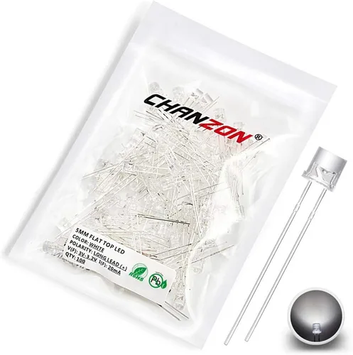 Chanzon 100 unids 0.197 in blanco plano superior LED diodo luces (lente transparente transparente) lámparas de bombilla de iluminación electrónica