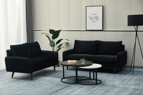 Vista 29 de INSTORY Sofá de terciopelo Sofá moderno de mediados de siglo con patas de madera para sala de estar - Beige