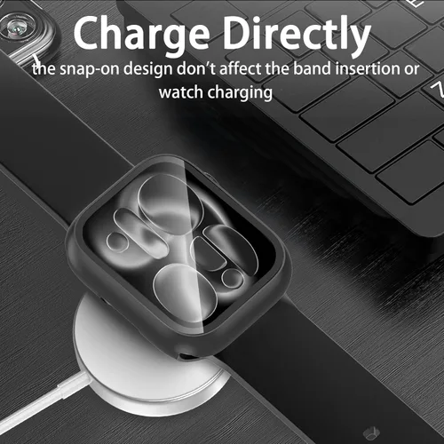 Vista 4 de [Paquete de 6] Funda para Apple Watch SE 3/SE 2ª generación Series 6 5 4 SE protector de pantalla con vidrio templado ultrafino, cobertura completa