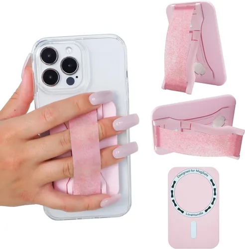 Vista 24 de LOVEHANDLE PRO MagSafe Compatible Agarre Magnético para Teléfono con Soporte de Pata - Montura, Correa y Soporte para Smartphone y Tablet - Anillo