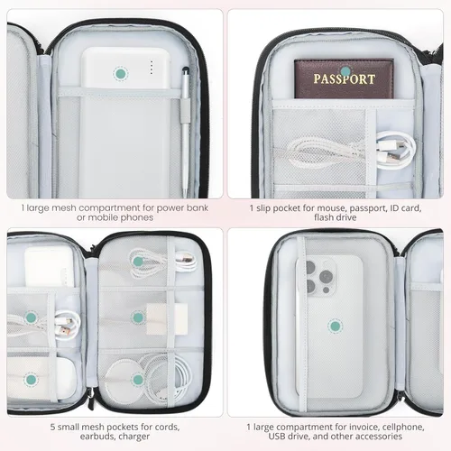 Vista 5 de Skycase Tech Pouch - Funda organizadora ligera para artículos electrónicos, organizador de cables de viaje de doble capa, bolsa de almacenamiento