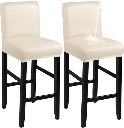 Vista 35 de YISUN - Fundas para taburete de bar, mezcla de forro polar elástico y poliéster, lavables y removibles, para taburete de bar y silla alta, con Beige